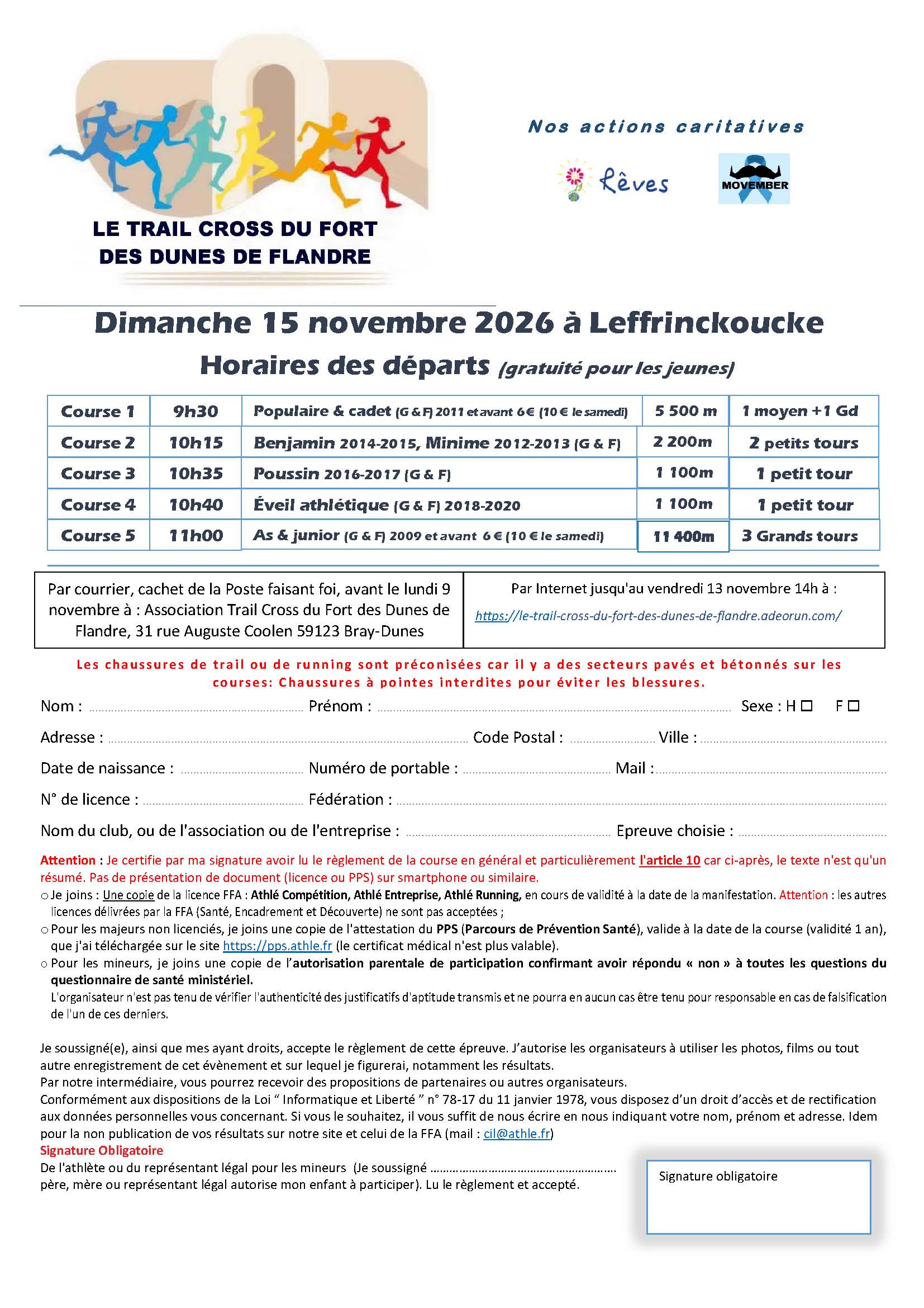 Affiche d'inscription au Cross du Fort des Dunes de Flandre 2026